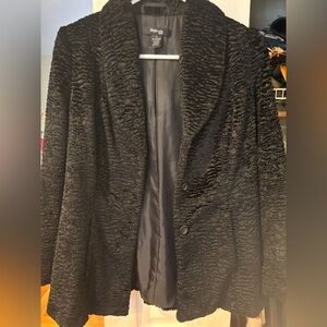 Style & Co. Black Textured Coat (lambs wool like )